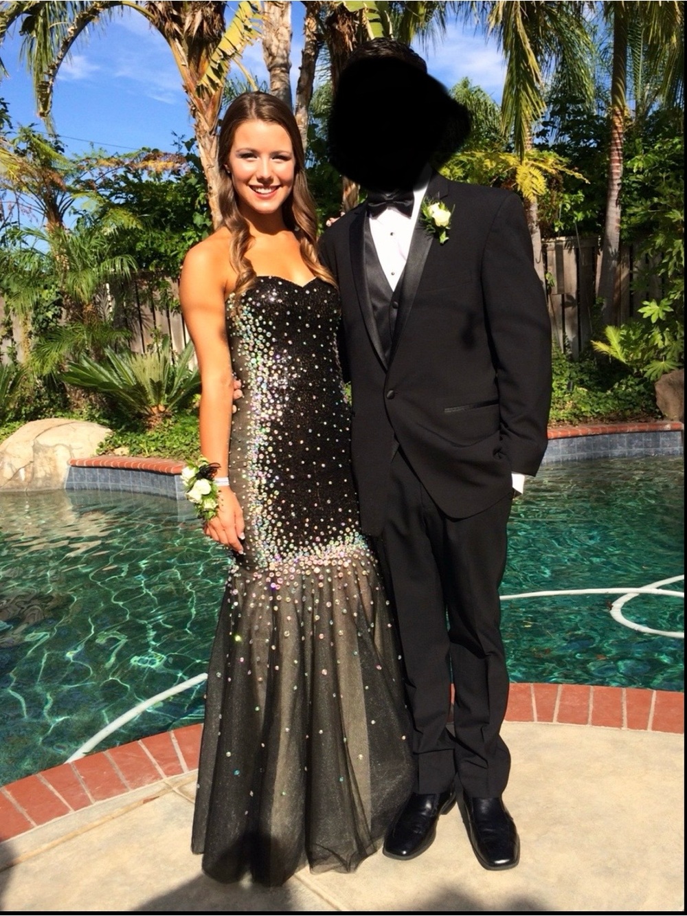 Black and Sequin Strapless Mermaid Prom Dress